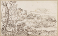 K VIII 040
<br/>
Weids landschap met een kasteel en een bergdorp
<br/>
<em>Onofri, Crescenzio (1634-1714)</em>